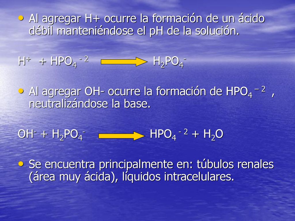 Al agregar H+ ocurre la formación de un ácido débil manteniéndose el pH de la solución.