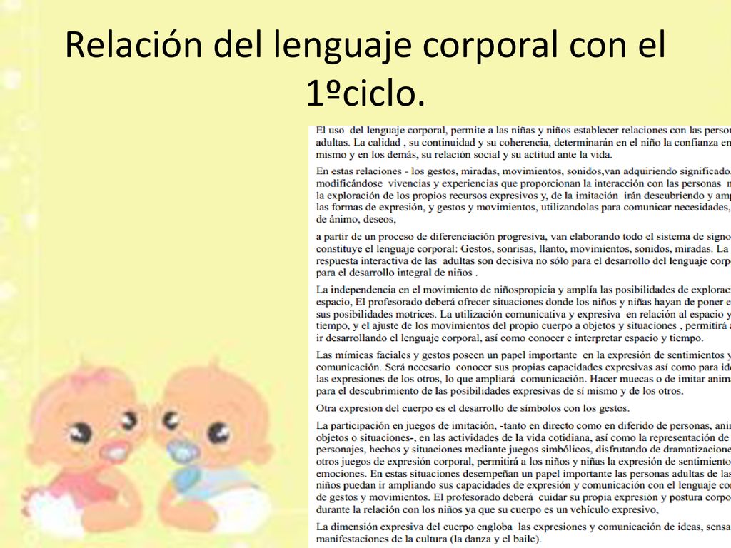 Relación del lenguaje corporal con el 1ºciclo.