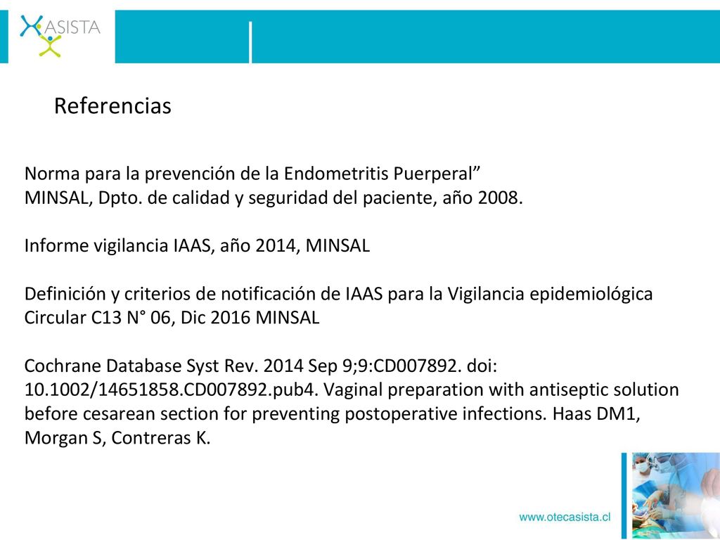 Referencias Norma para la prevención de la Endometritis Puerperal