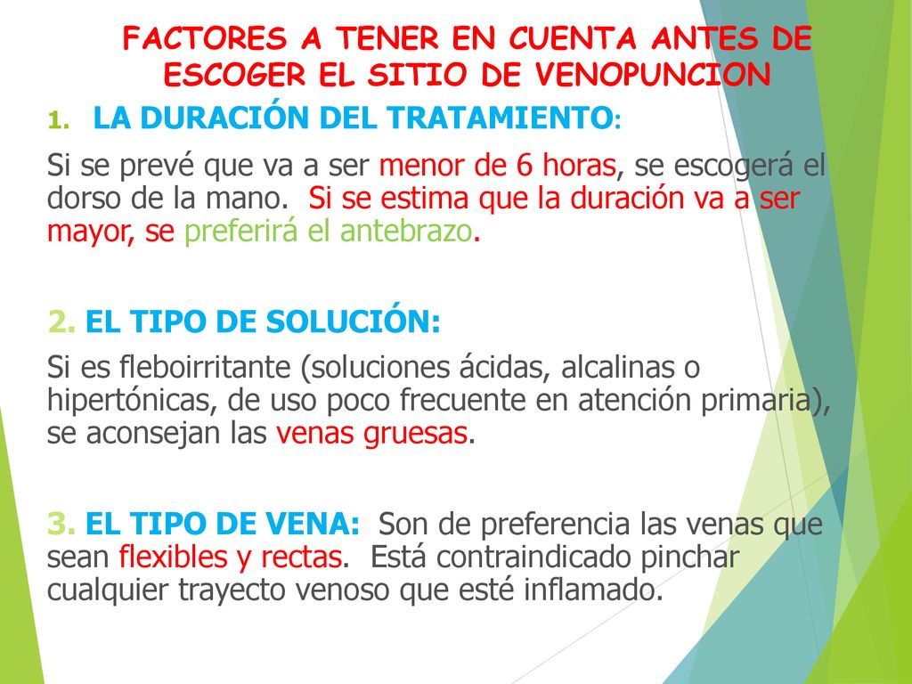 FACTORES A TENER EN CUENTA ANTES DE ESCOGER EL SITIO DE VENOPUNCION