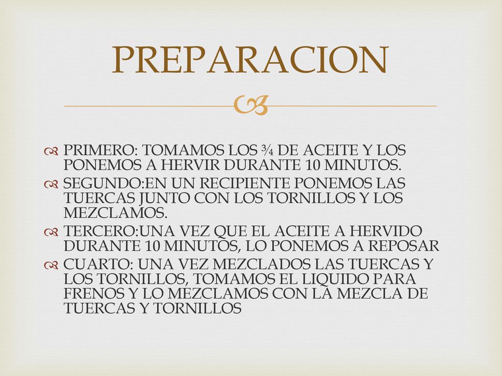PREPARACION PRIMERO: TOMAMOS LOS ¾ DE ACEITE Y LOS PONEMOS A HERVIR DURANTE 10 MINUTOS.