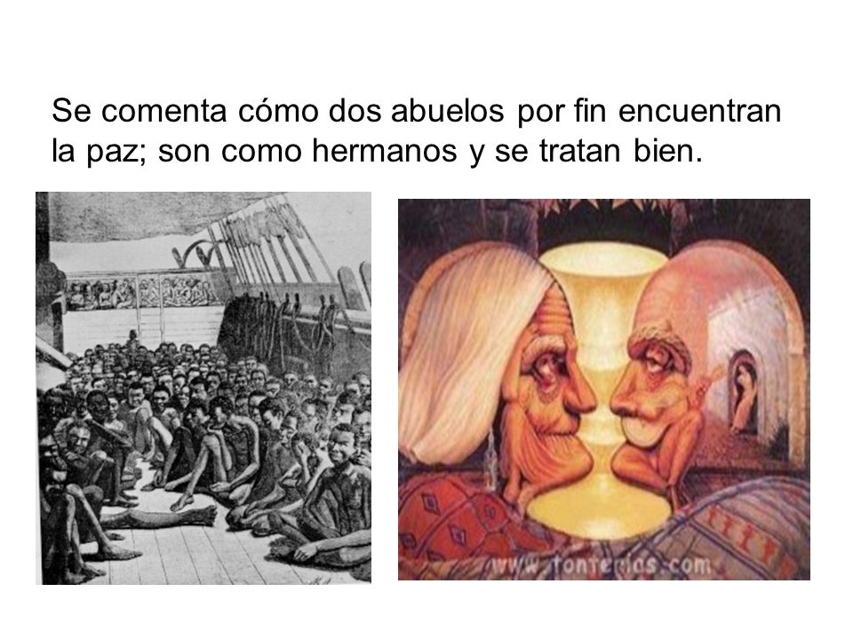 Se comenta cómo dos abuelos por fin encuentran la paz; son como hermanos y se tratan bien.