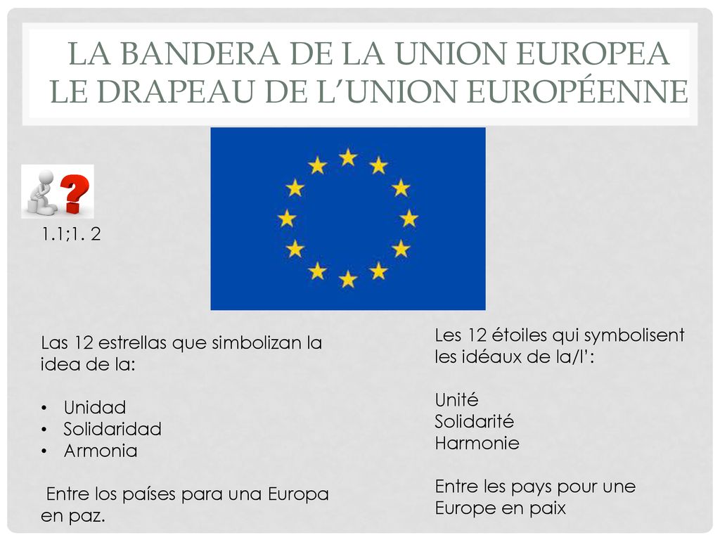 La bandera de la union europea LE drapeau de l’union européenne