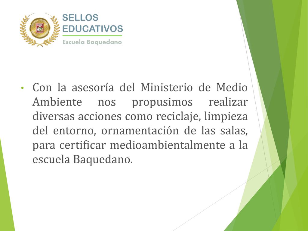 Con la asesoría del Ministerio de Medio Ambiente nos propusimos realizar diversas acciones como reciclaje, limpieza del entorno, ornamentación de las salas, para certificar medioambientalmente a la escuela Baquedano.