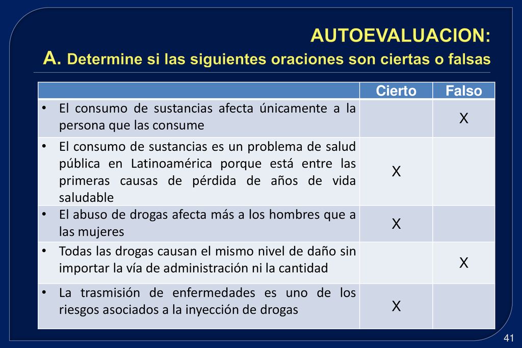 AUTOEVALUACION: A. Determine si las siguientes oraciones son ciertas o falsas