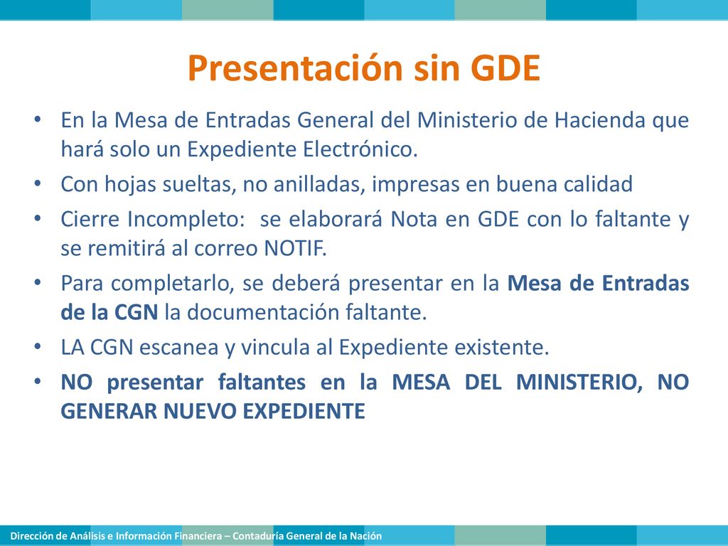 Presentación sin GDE En la Mesa de Entradas General del Ministerio de Hacienda que hará solo un Expediente Electrónico.