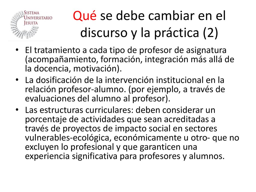 Qué se debe cambiar en el discurso y la práctica (2)