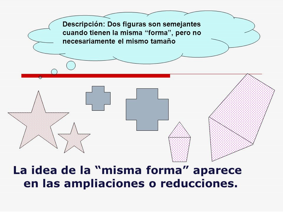 La idea de la misma forma aparece en las ampliaciones o reducciones.