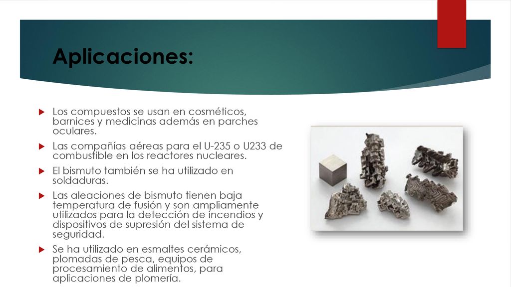 Aplicaciones: Los compuestos se usan en cosméticos, barnices y medicinas además en parches oculares.