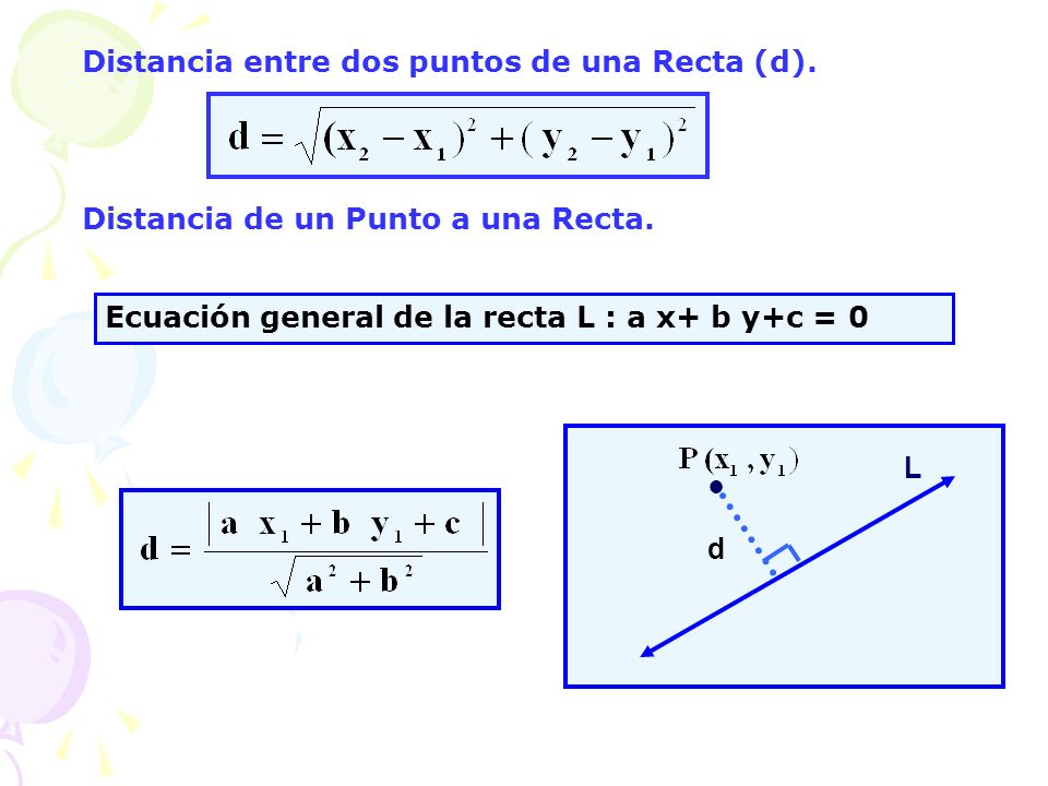 Distancia entre dos puntos de una Recta (d).