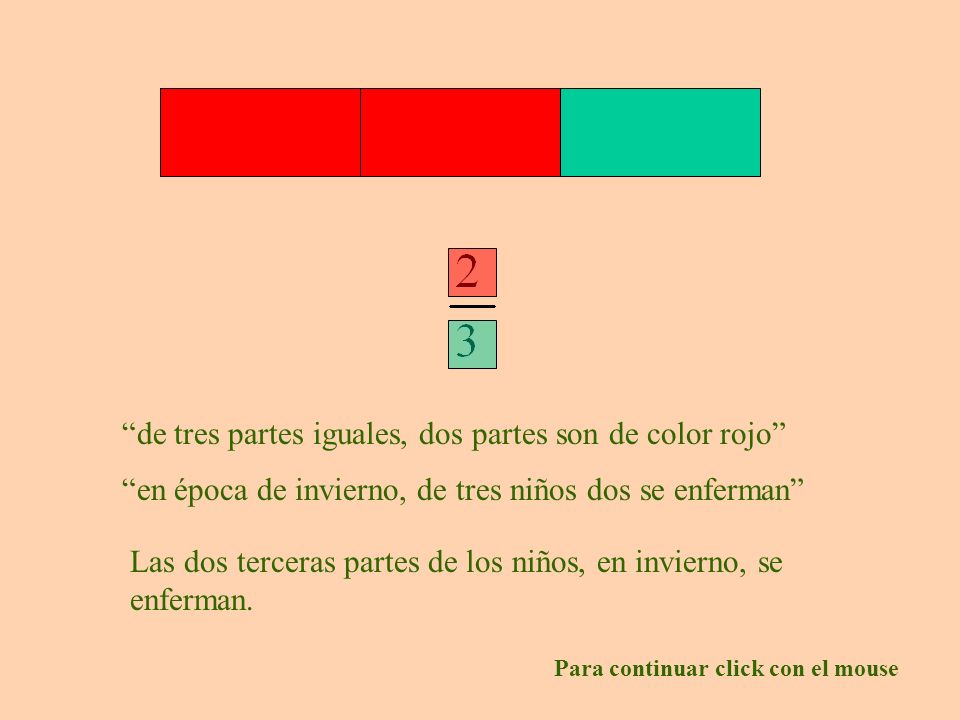 de tres partes iguales, dos partes son de color rojo