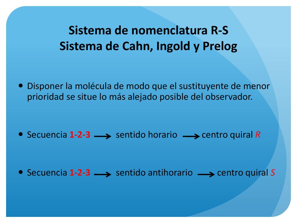 Sistema de nomenclatura R-S Sistema de Cahn, Ingold y Prelog