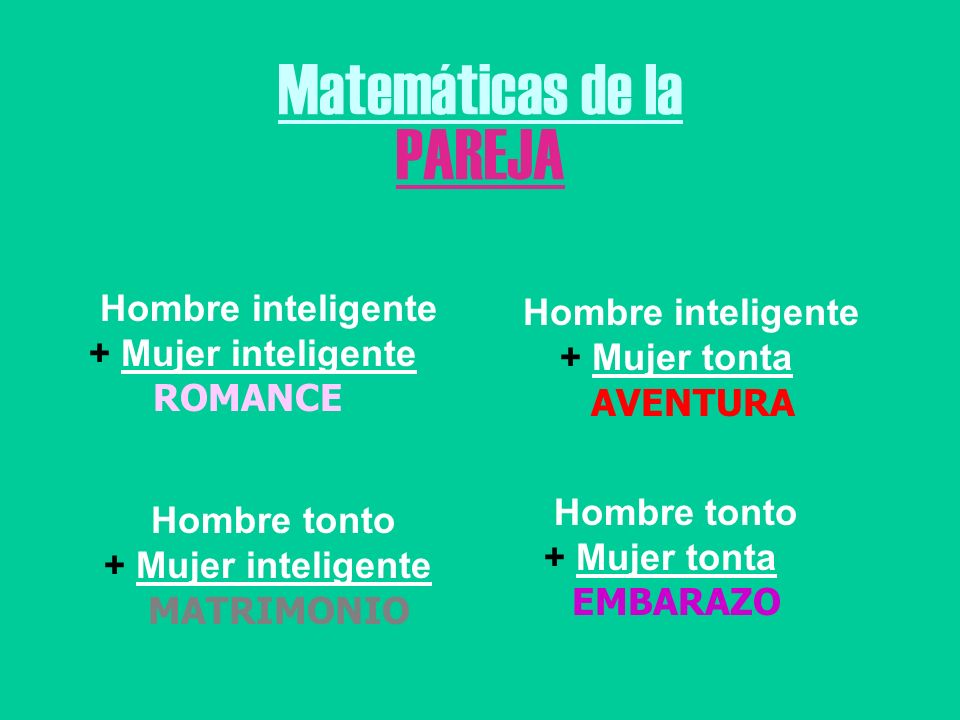 Matemáticas de la PAREJA Hombre inteligente + Mujer tonta AVENTURA