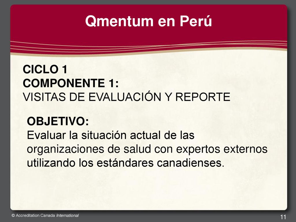 Qmentum en Perú CICLO 1 COMPONENTE 1: VISITAS DE EVALUACIÓN Y REPORTE