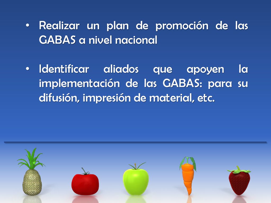 Realizar un plan de promoción de las GABAS a nivel nacional