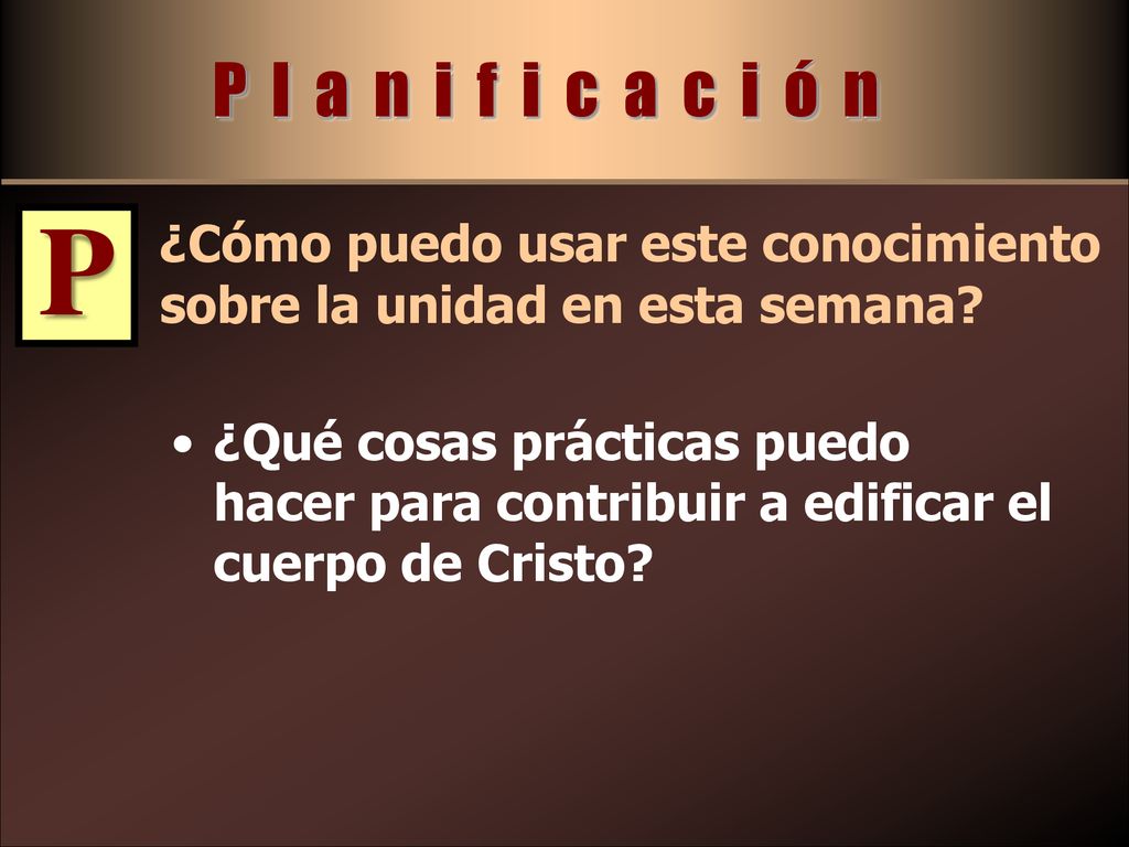 P l a n i f i c a c i ó n P. ¿Cómo puedo usar este conocimiento sobre la unidad en esta semana