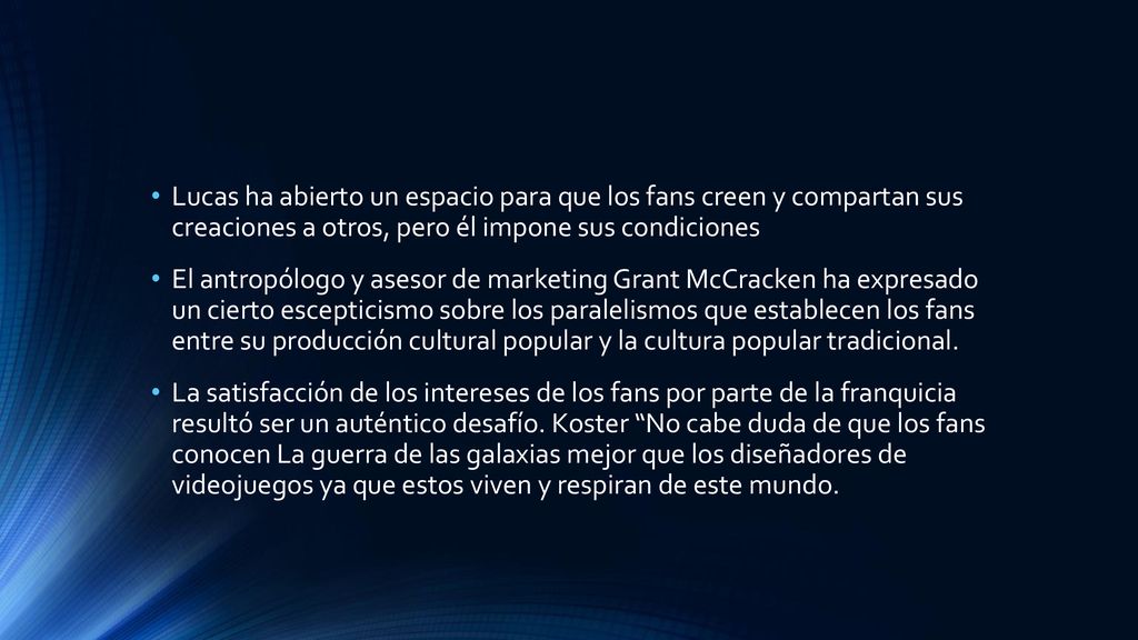 Lucas ha abierto un espacio para que los fans creen y compartan sus creaciones a otros, pero él impone sus condiciones