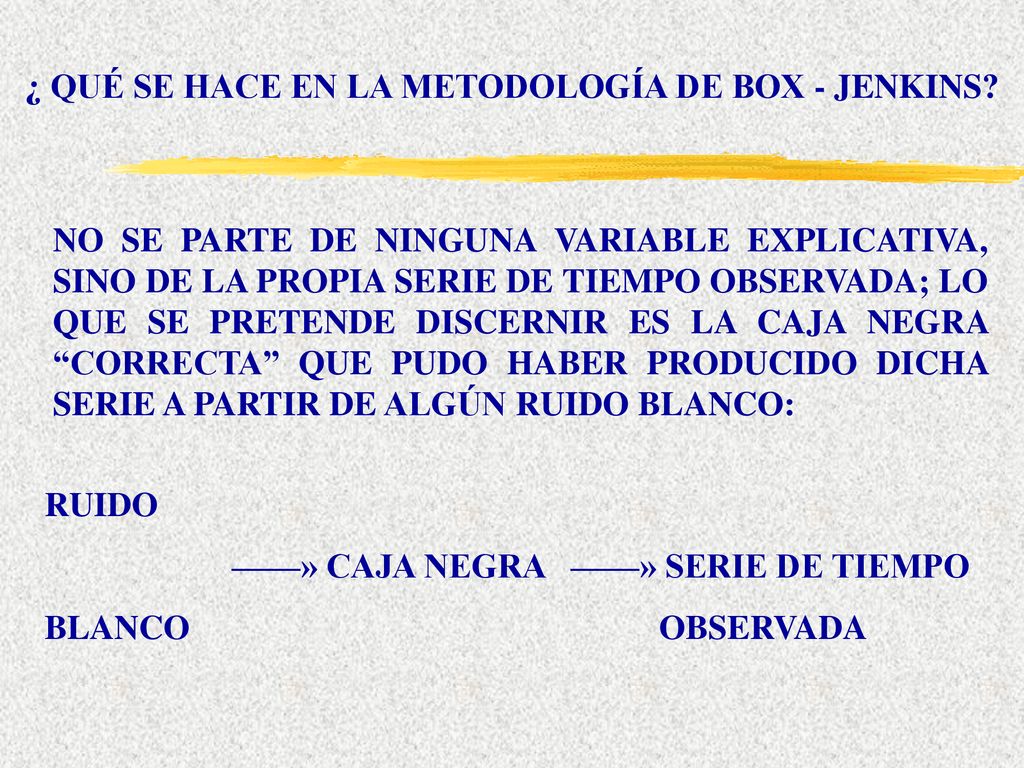 ¿ QUÉ SE HACE EN LA METODOLOGÍA DE BOX - JENKINS