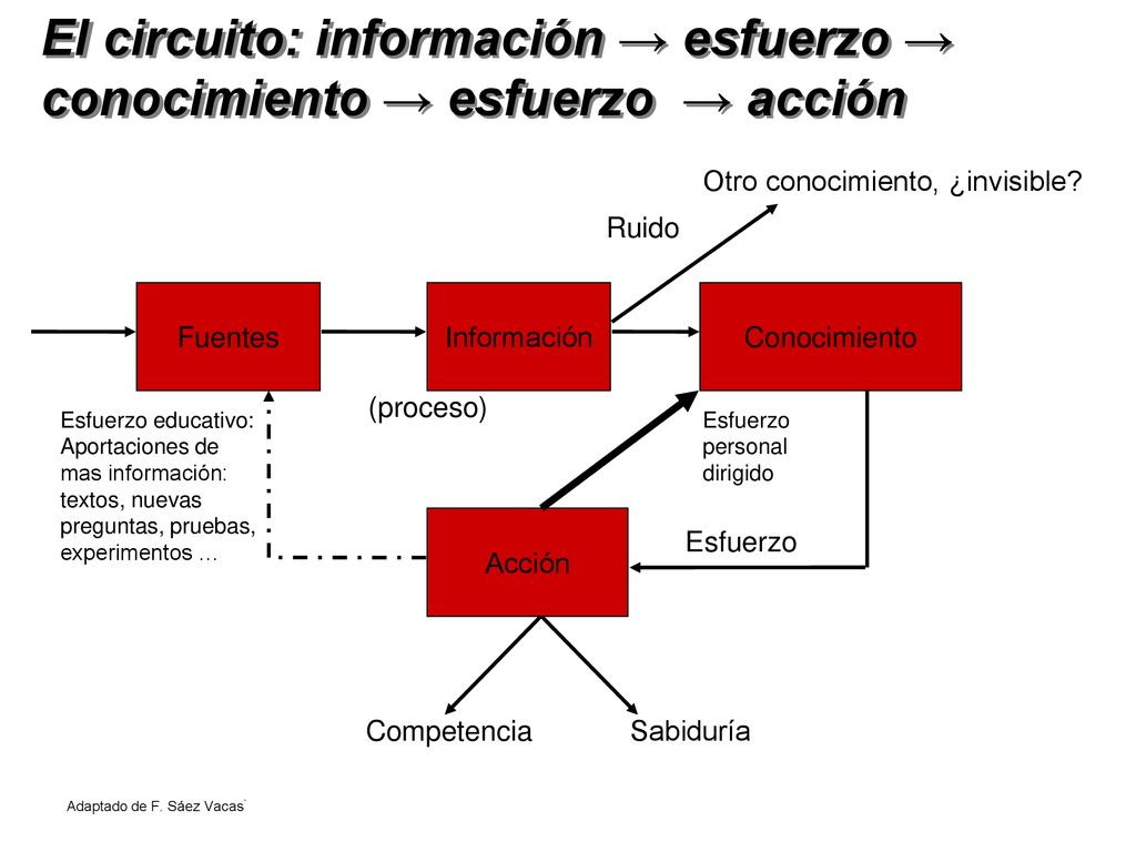 El circuito: información → esfuerzo → conocimiento → esfuerzo → acción