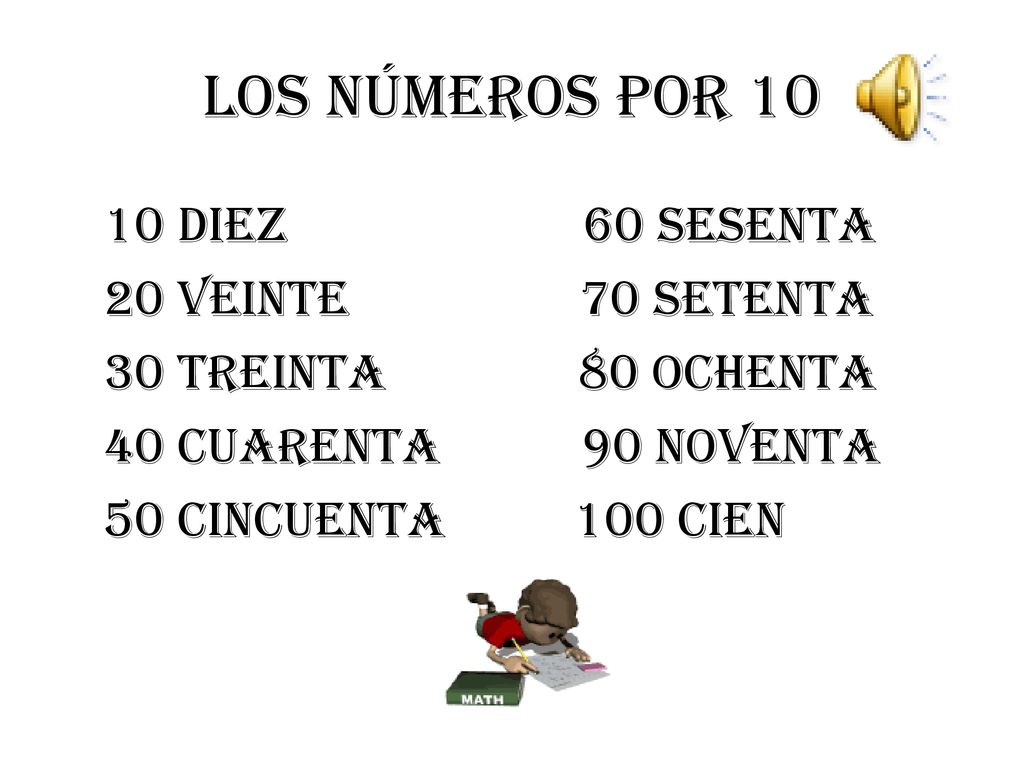 Los Números por diez 60 sesenta 20 veinte 70 setenta