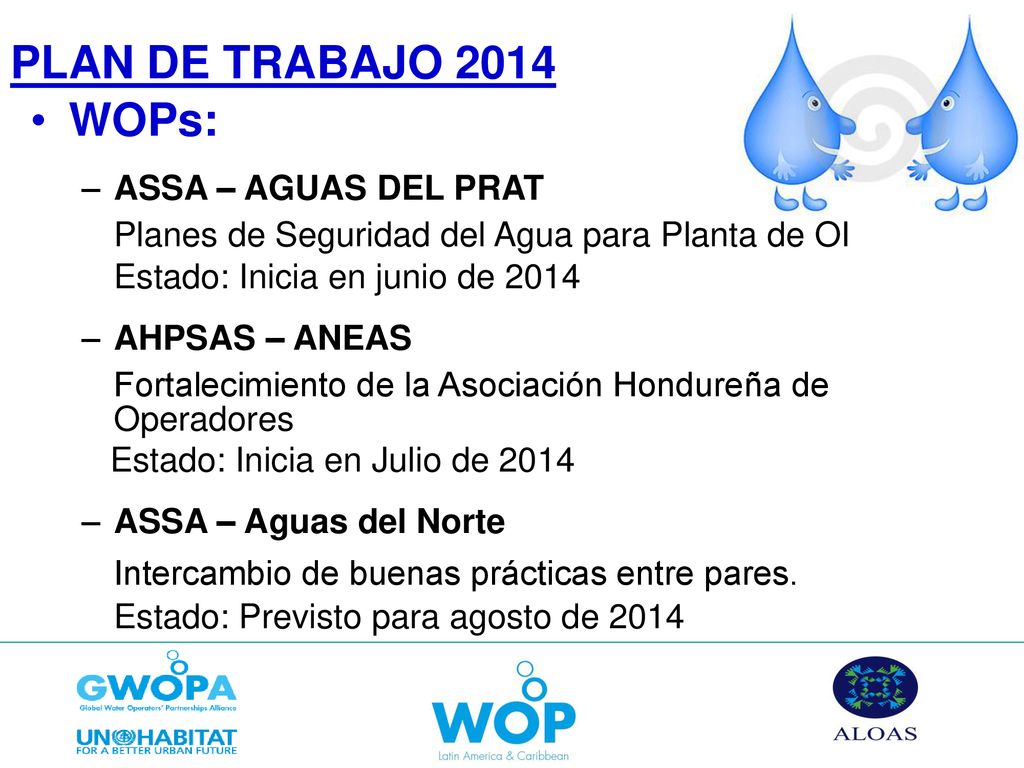 PLAN DE TRABAJO 2014 WOPs: ASSA – AGUAS DEL PRAT. Planes de Seguridad del Agua para Planta de OI.