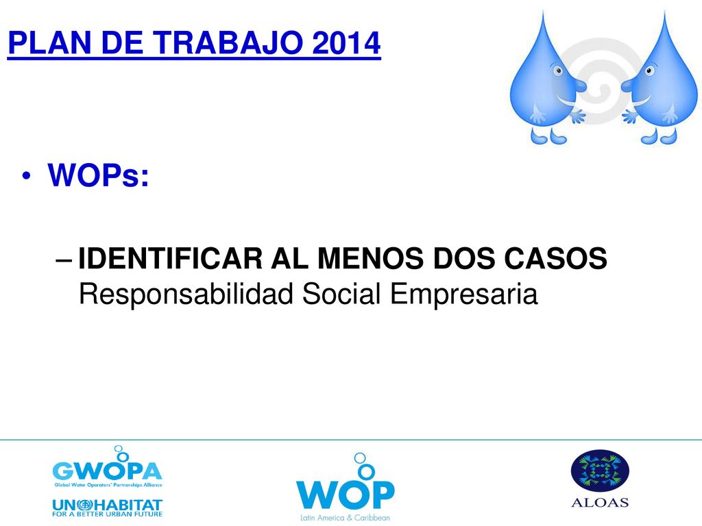 PLAN DE TRABAJO 2014 WOPs: IDENTIFICAR AL MENOS DOS CASOS