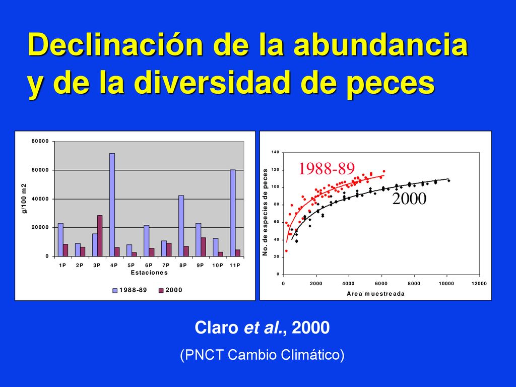 Declinación de la abundancia y de la diversidad de peces