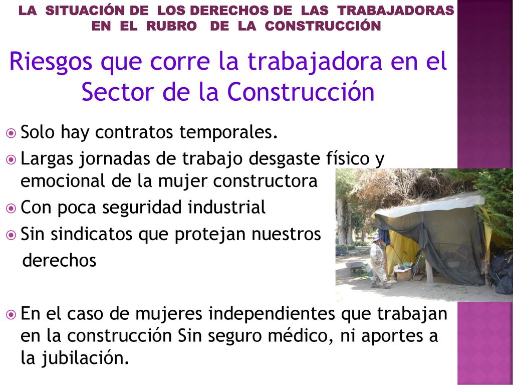 Riesgos que corre la trabajadora en el Sector de la Construcción