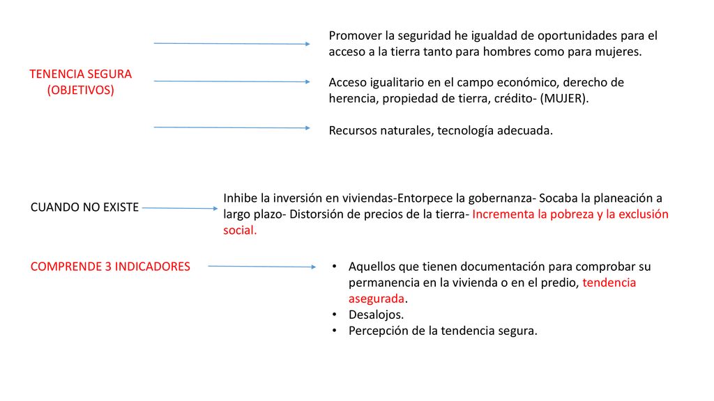 Promover la seguridad he igualdad de oportunidades para el acceso a la tierra tanto para hombres como para mujeres.