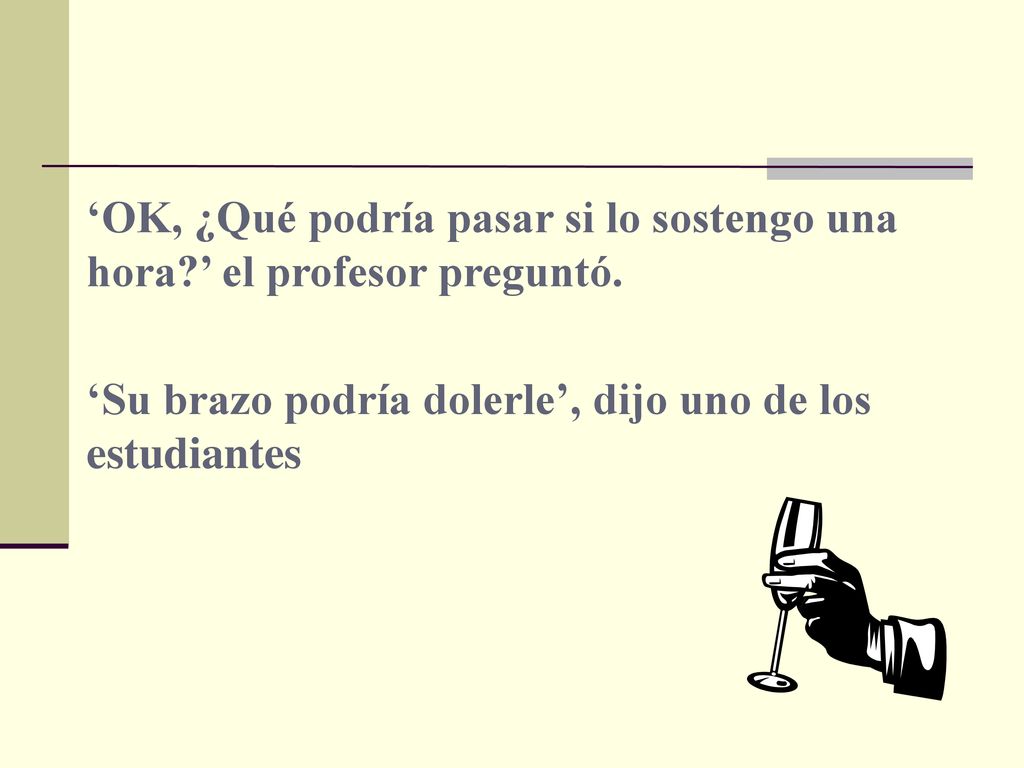 ‘OK, ¿Qué podría pasar si lo sostengo una hora ’ el profesor preguntó.