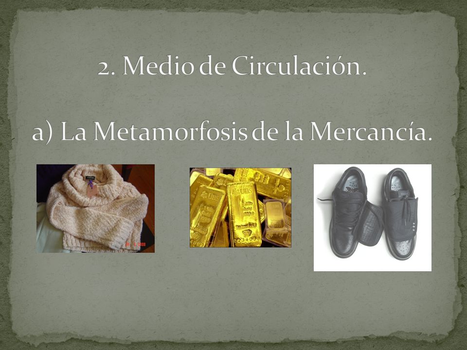 2. Medio de Circulación. a) La Metamorfosis de la Mercancía.
