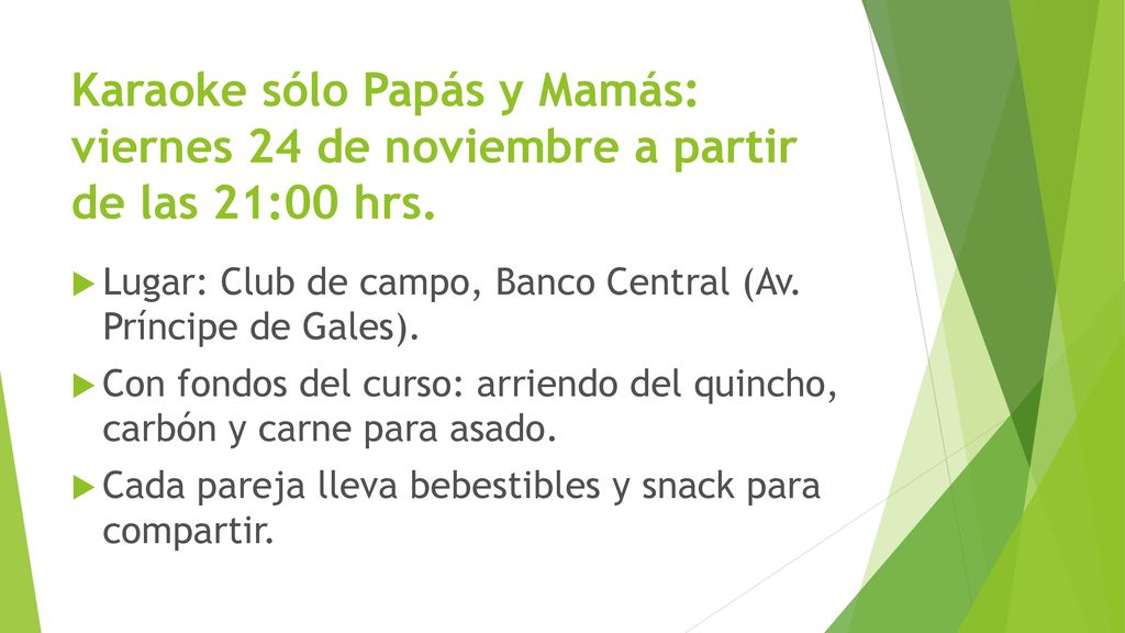 Karaoke sólo Papás y Mamás: viernes 24 de noviembre a partir de las 21:00 hrs.