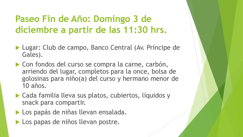 Paseo Fin de Año: Domingo 3 de diciembre a partir de las 11:30 hrs.