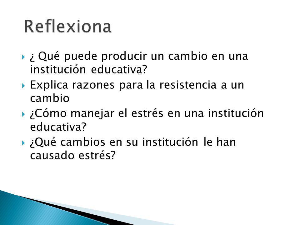 Reflexiona ¿ Qué puede producir un cambio en una institución educativa Explica razones para la resistencia a un cambio.