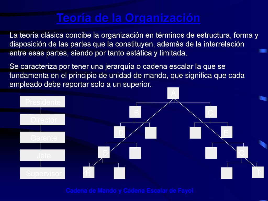 Teoría de la Organización Cadena de Mando y Cadena Escalar de Fayol