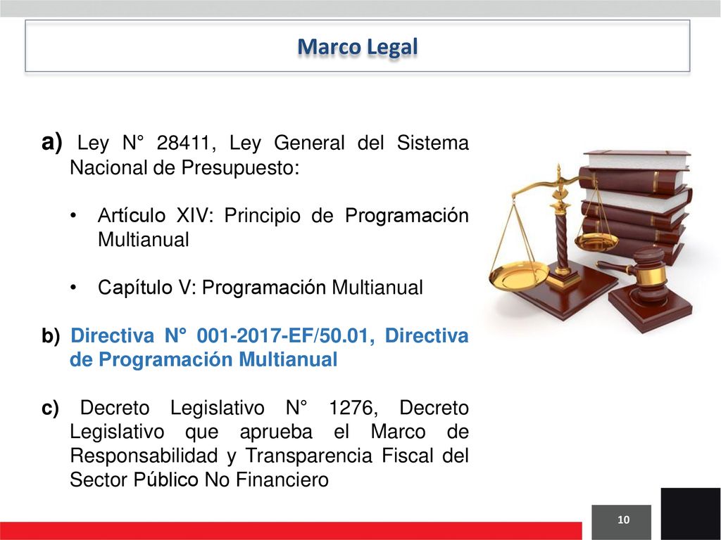 a) Ley N° 28411, Ley General del Sistema Nacional de Presupuesto: