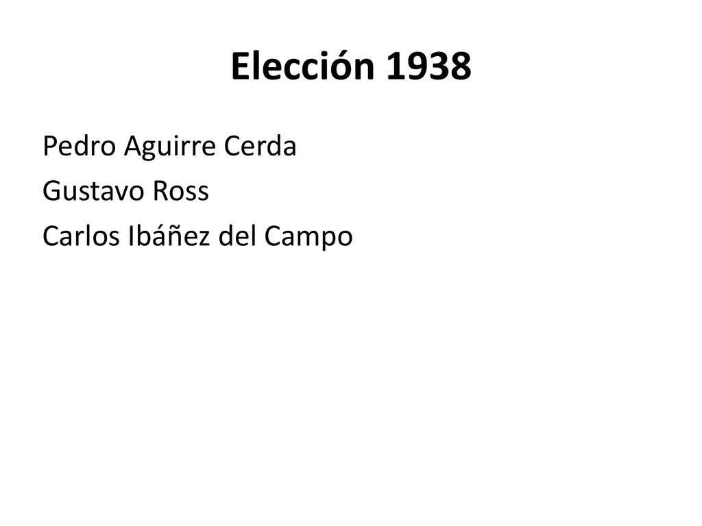 Elección 1938 Pedro Aguirre Cerda Gustavo Ross Carlos Ibáñez del Campo
