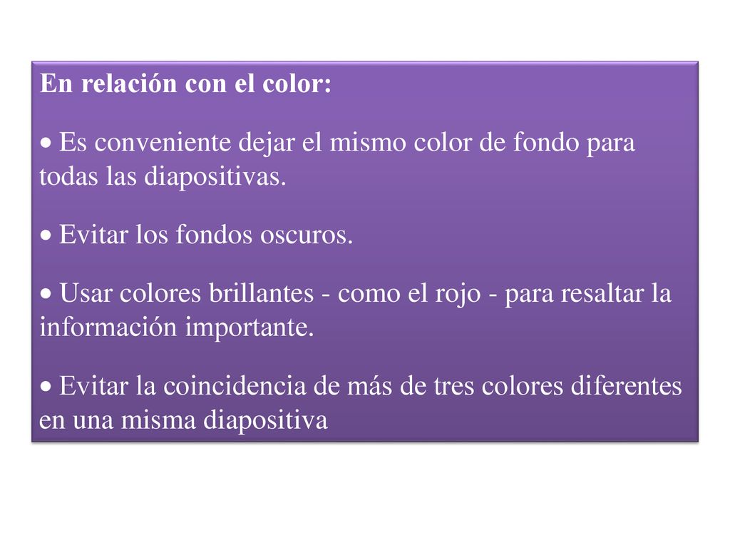 En relación con el color: