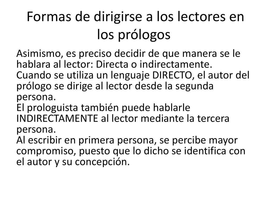 Formas de dirigirse a los lectores en los prólogos