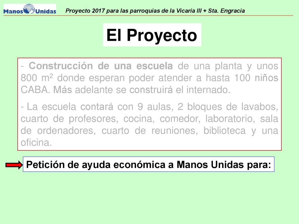 Proyecto 2017 para las parroquias de la Vicaría III + Sta. Engracia