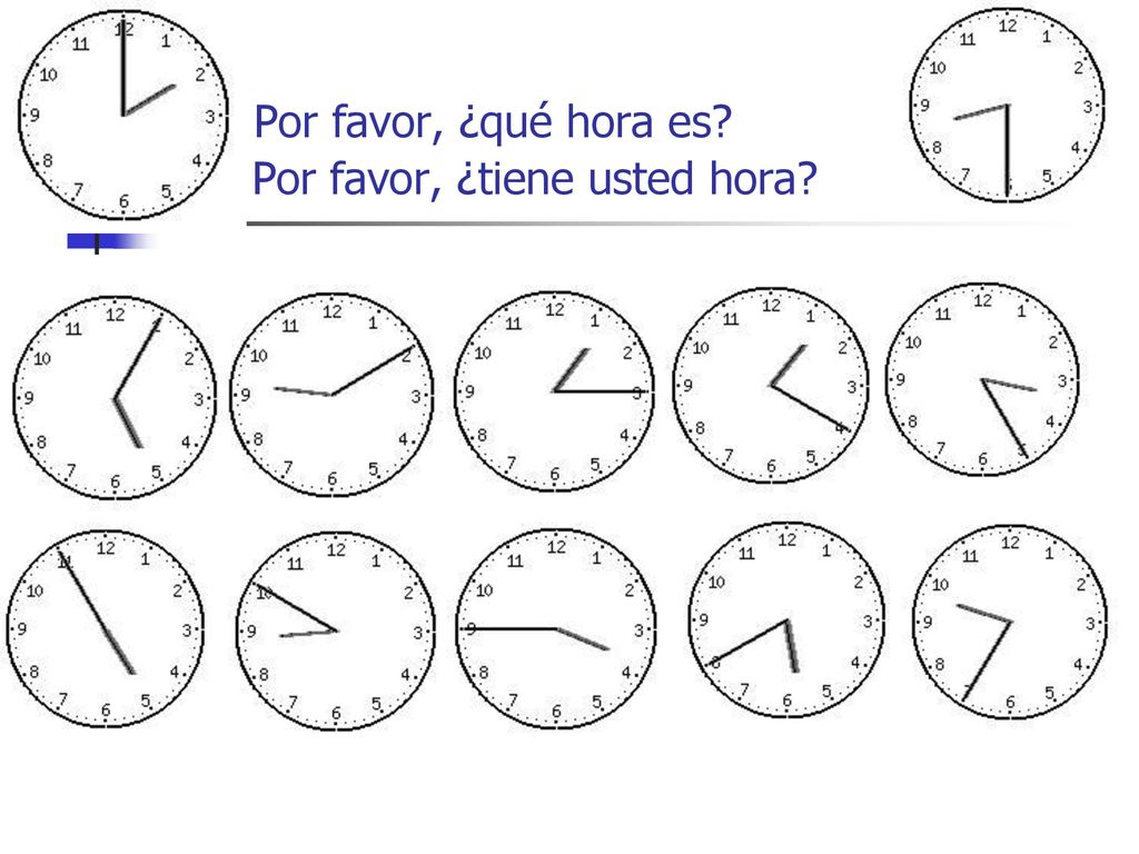 Por favor, ¿qué hora es Por favor, ¿tiene usted hora