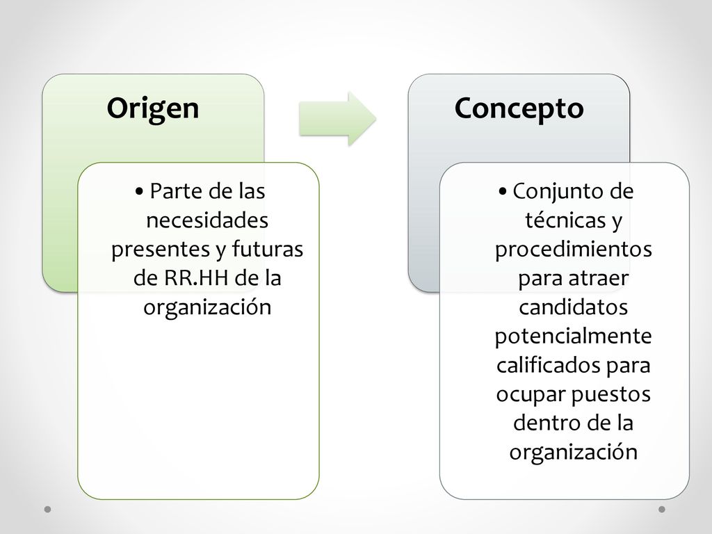Origen Parte de las necesidades presentes y futuras de RR.HH de la organización. Concepto.