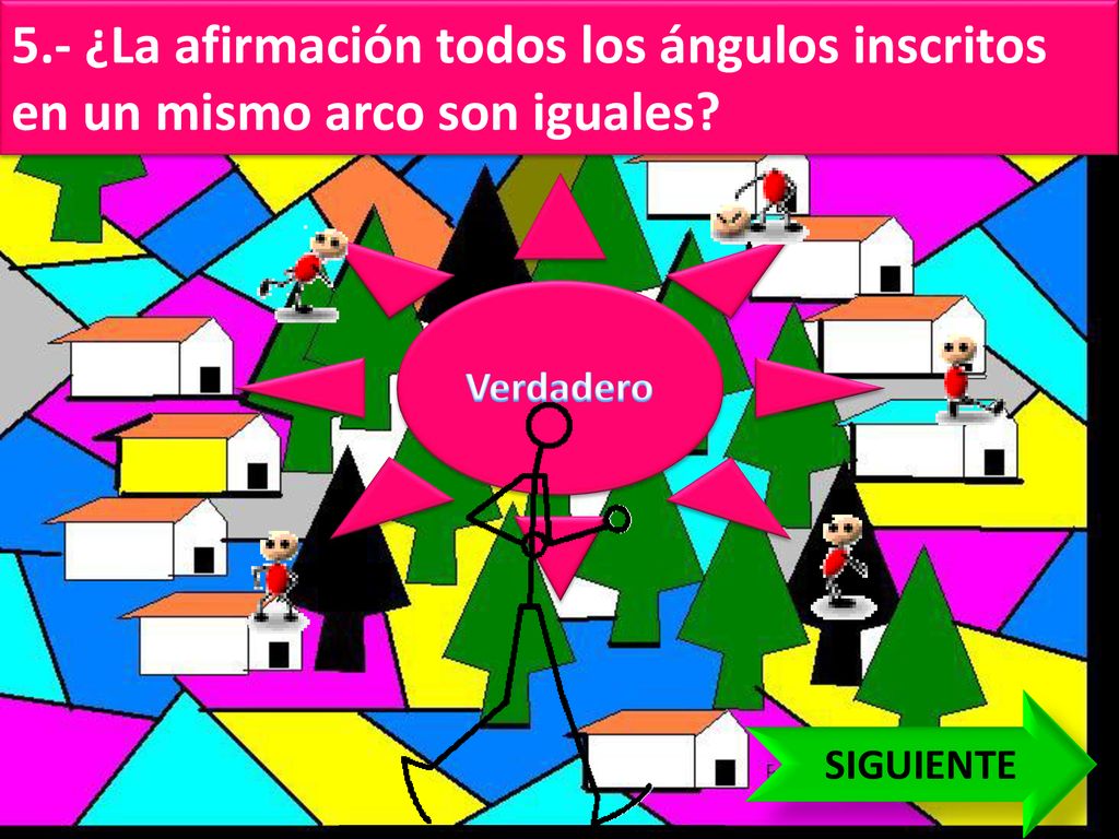 5.- ¿La afirmación todos los ángulos inscritos en un mismo arco son iguales