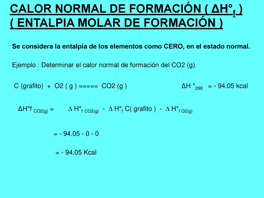 CALOR NORMAL DE FORMACIÓN ( ΔH°f ) ( ENTALPIA MOLAR DE FORMACIÓN )