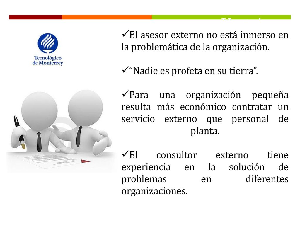 El asesor externo no está inmerso en la problemática de la organización.