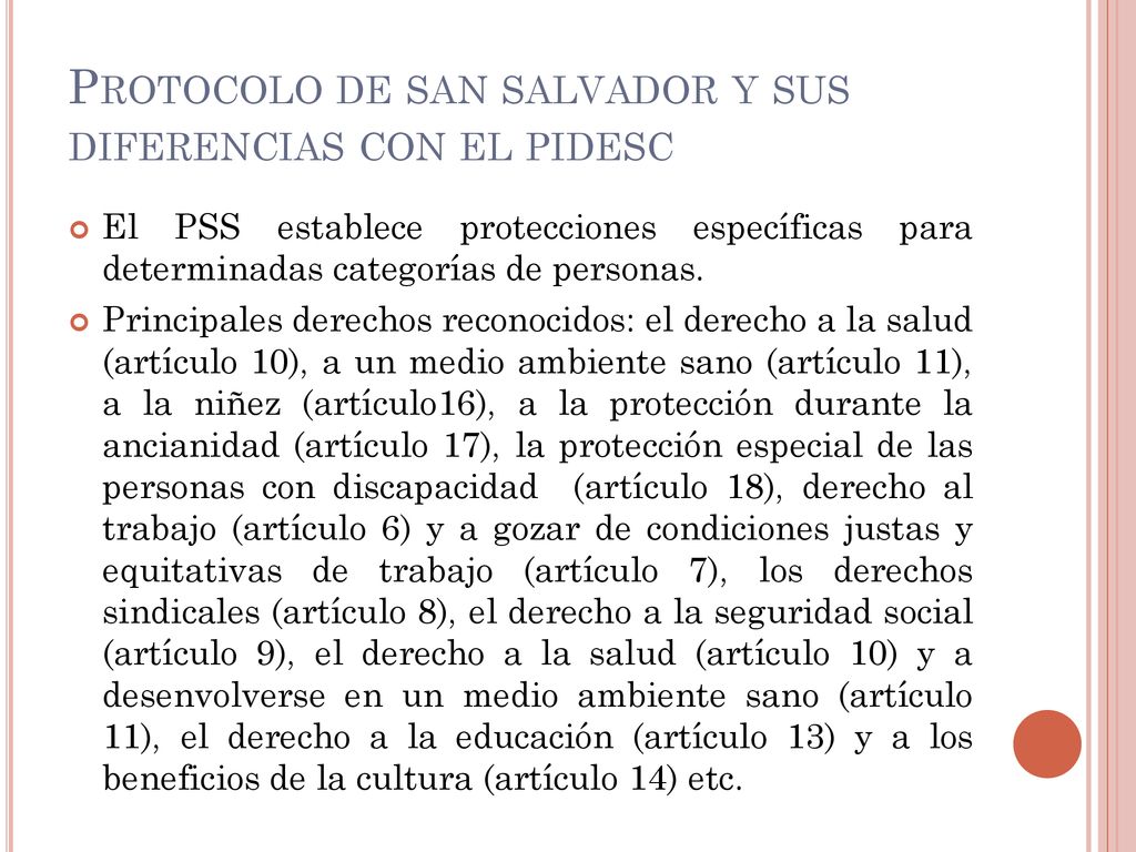 Protocolo de san salvador y sus diferencias con el pidesc