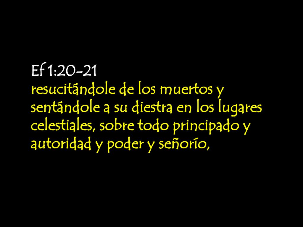 Ef 1:20-21 resucitándole de los muertos y sentándole a su diestra en los lugares celestiales, sobre todo principado y autoridad y poder y señorío,