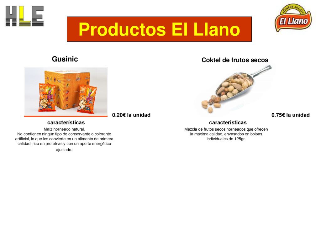 Productos El Llano Gusinic Coktel de frutos secos 0.20€ la unidad