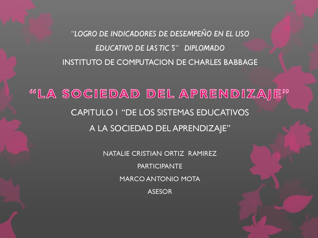 LA SOCIEDAD DEL APRENDIZAJE CAPITULO I DE LOS SISTEMAS EDUCATIVOS