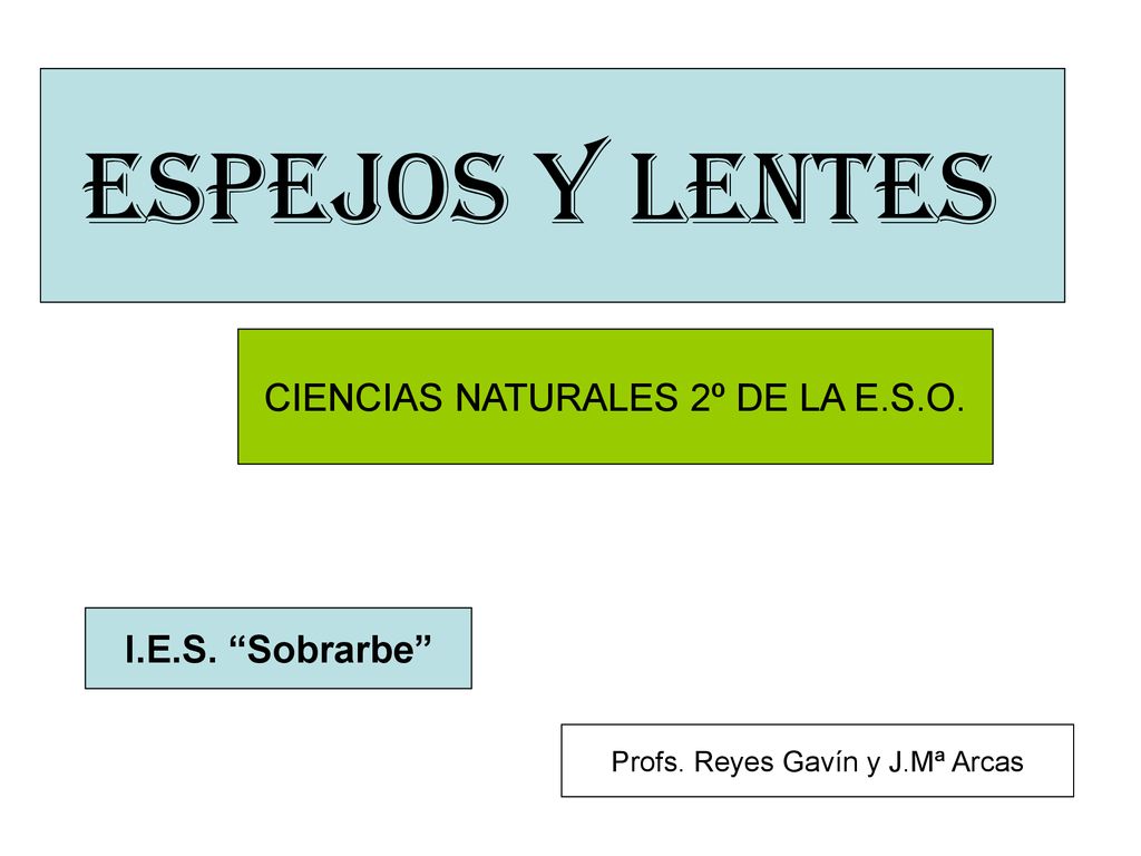 ESPEJOS Y LENTES CIENCIAS NATURALES 2º DE LA E.S.O. I.E.S. Sobrarbe